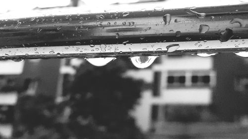 Close-up of water drops on glass