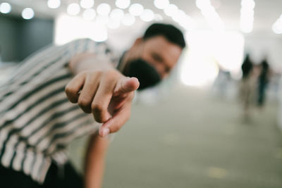 Close-up of woman holding hands