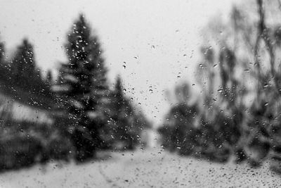 Full frame shot of wet window in rainy season