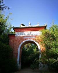 Low angle view of building against clear sky