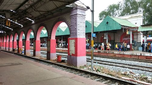 Railroad station platform against sky