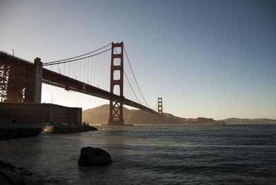 Suspension bridge over river