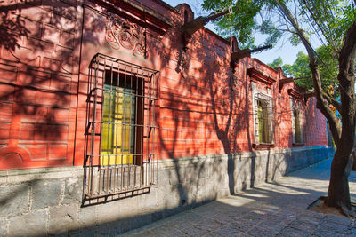 Closed door of building