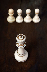 Close-up of chess piece on table