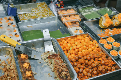 High angle view of fruits for sale in market