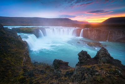 Scenic view of waterfall