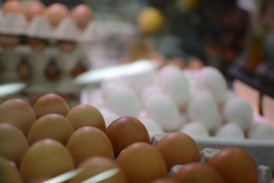 Close-up of eggs for sale in market