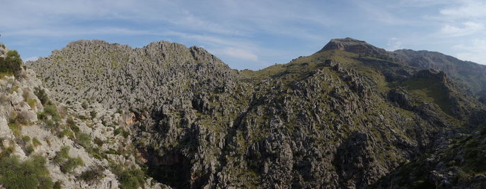 Scenic view of mountains against sky