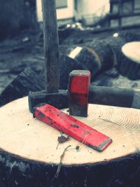 Close-up of cigarette on table