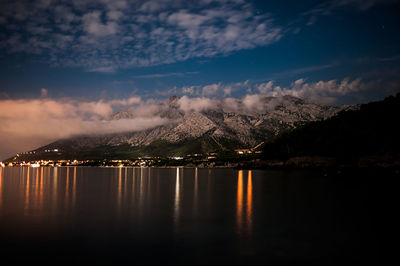 View of illuminated city at night