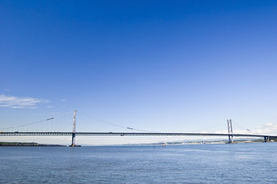 View of suspension bridge over sea
