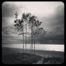 Scenic view of sea against cloudy sky