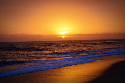 Scenic view of sea at sunset