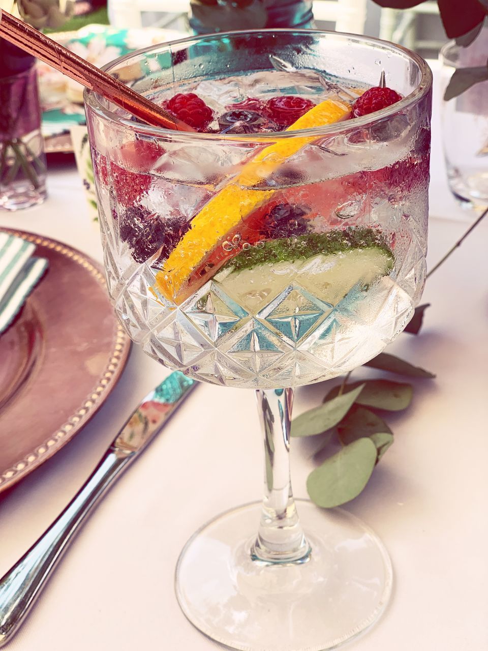 CLOSE-UP OF WINE GLASS WITH ICE CREAM