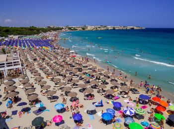 High angle view of people on beach