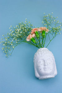 Close-up of white flowers in vase