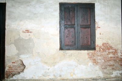 Closed door of old building