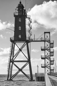 Low angle view of pier against sky