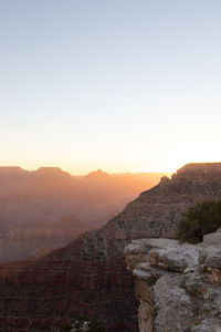 Scenic view of mountains against sky during sunset