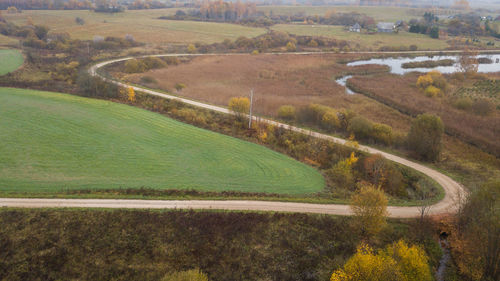 High angle view of agricultural field