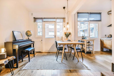 Empty chairs and table at home