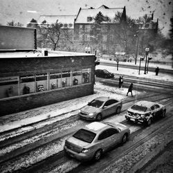 View of train in city