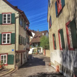 Narrow alley along buildings