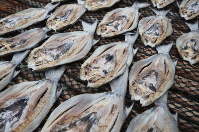 Full frame shot of fish for sale in market