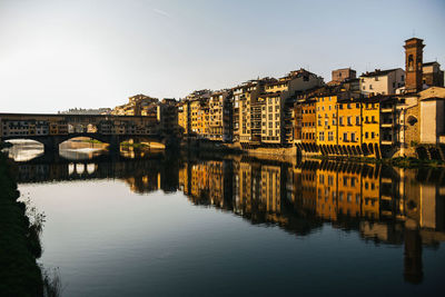 Reflection of buildings in river