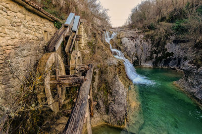 Scenic view of waterfall in forest