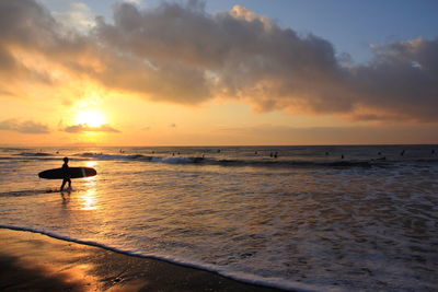 Scenic view of sea at sunset