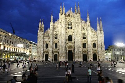 Tourists in front of historic building