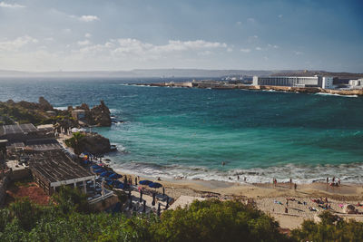 High angle view of sea against sky