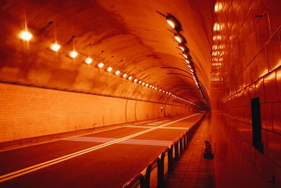 Illuminated street lights at night