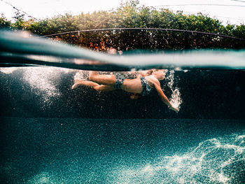 Man swimming in sea