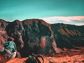 Scenic view of rock formation against sky