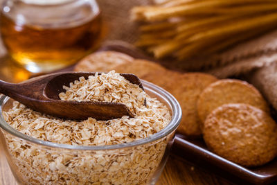 Close-up of breakfast on table