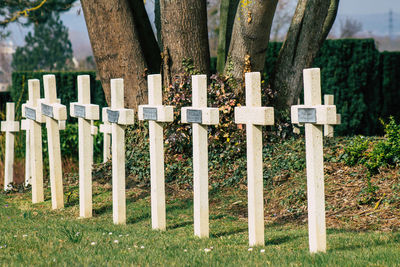 View of cross on field