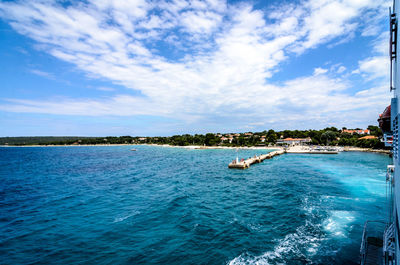 View of sea against cloudy sky