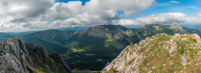 Panoramic view of mountains against sky