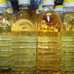 Close-up of glass bottles