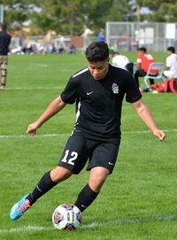 Man playing soccer on field