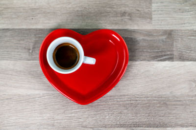 Directly above shot of coffee cup on table