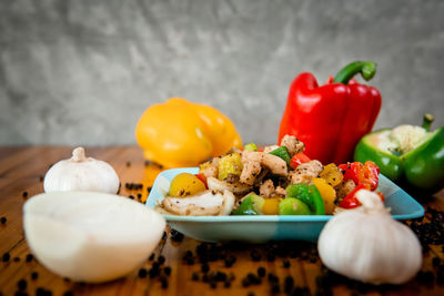 Close-up of vegetables in bowl on table