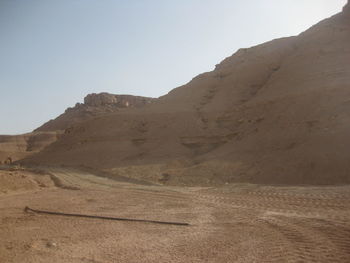 Scenic view of desert against clear sky
