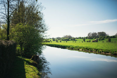 Scenic view of lake against sky