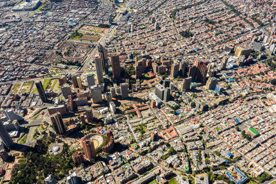 High angle view of buildings in city