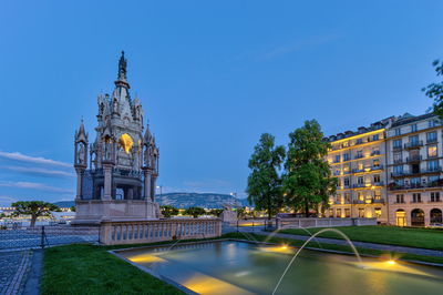 Brunswick monument and fountain by night in geneva, switzerland, hdr