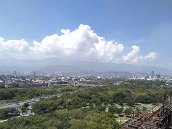 High angle view of townscape against sky