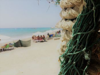 View of fishing net on beach